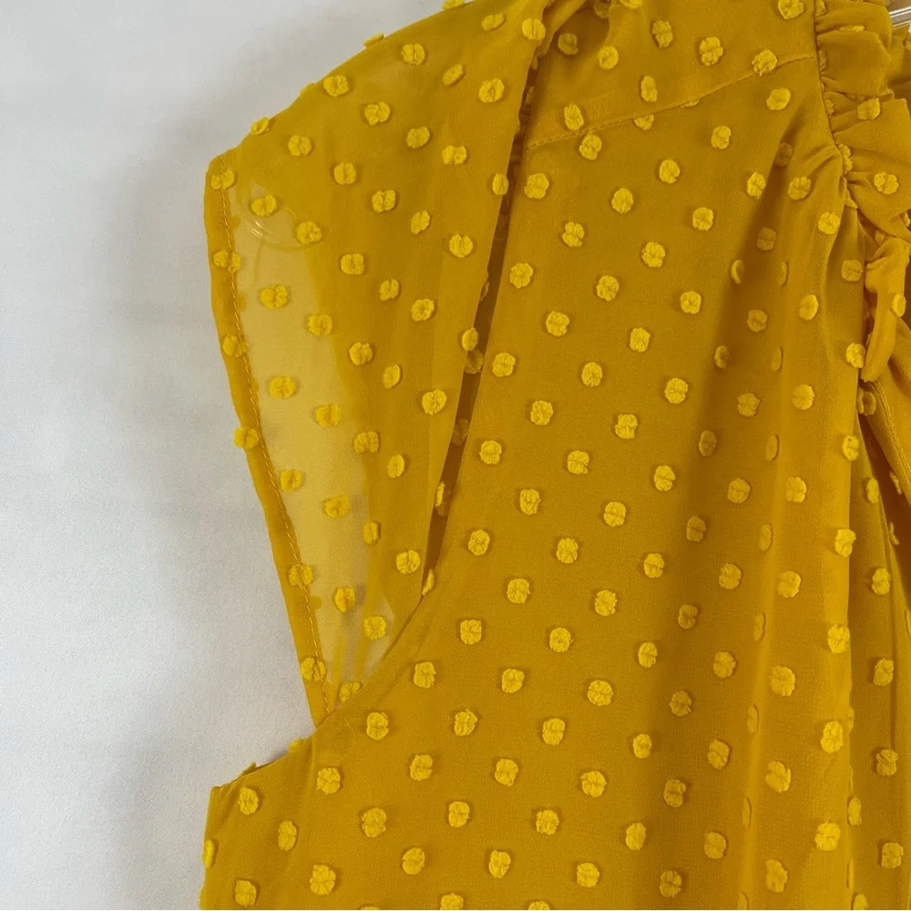 J.Crew Ruffle Swiss Dot Sleeveless Blouse Yellow Mustard XS New NWT Textured Top